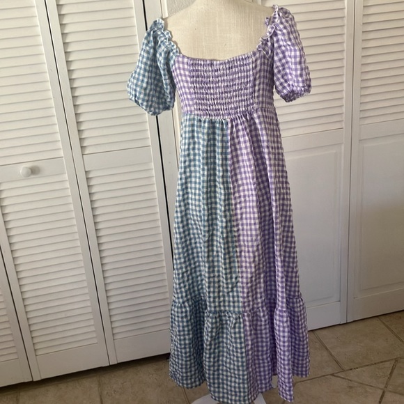 URBAN OUTFITTERS Gingham Plaid Bohemian Daisy Street Milkmaid Midi Dress SIZE L - Picture 7 of 16